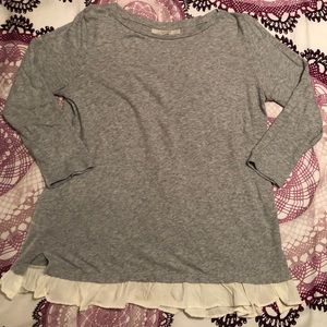 Loft 3/4 sleeve ruffle hem top